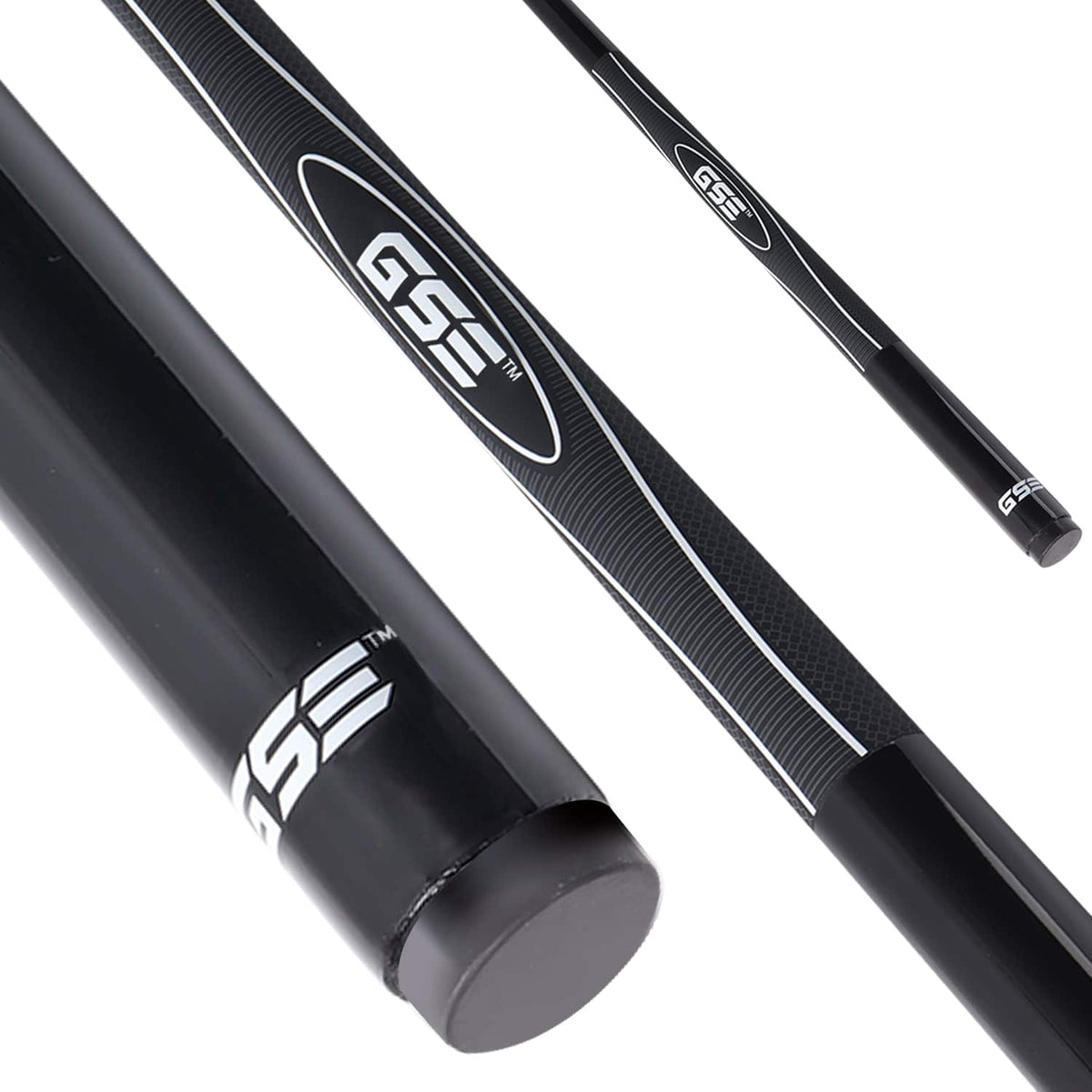 GSE Games & Sports Expert - 58" 2-Piece Slick Fiberglass Graphite Composite Billiard Pool Cue Stick for Men/Women - 21oz - Black