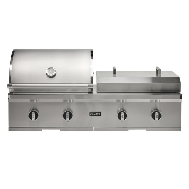 Front. Coyote Outdoor Living - 50" Coyote Outdoor Living Combination Liquid Propane Gas (LP) Grill and Flat Top Grill - Stainless Steel.