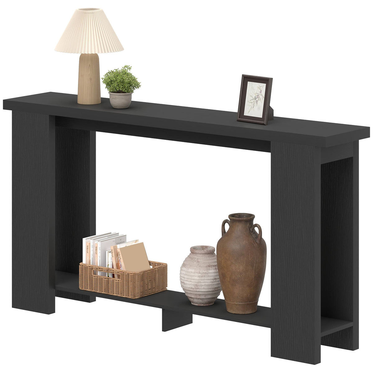 Homcom - Console Table, 63" Narrow Entryway Table with Thickened Tabletop for Living Room, Hallway - Black