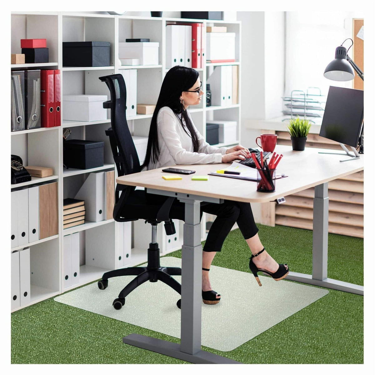 Floortex - Cleartex Polypropylene Rectangular Chair Mat for Carpets - 29'' x 46'' - Translucent
