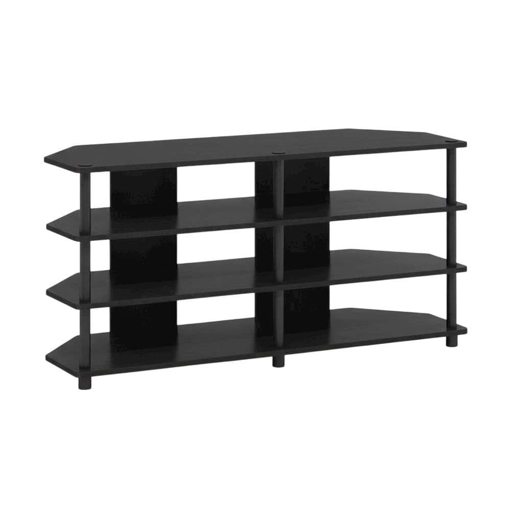 FurniFact - Corner TV Stand for 55-Inch TVs in Blackwood and Black Finish with Easy Assembly - Gold