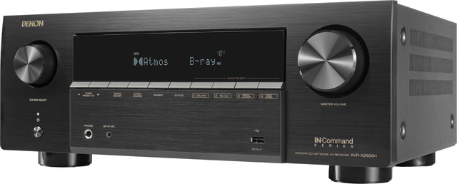 DENON  
4Atmos  
B-ray  
QUICK SELECT  
SOURCE SELECT  
TUNER  
PRESET  
ZONE2  
SOURCE  
CINEMA  
STATUS  
1  
CUL/BAT  
Hray  
LCA  
3  
PVE  
4  
23  
MASTER VOLUME  
PHONES  
SETUP  
MIC  
SWI  
IN-Command SERIES  
INTEGRATED NETWORK AV RECEIVER  
AVR-X2900H