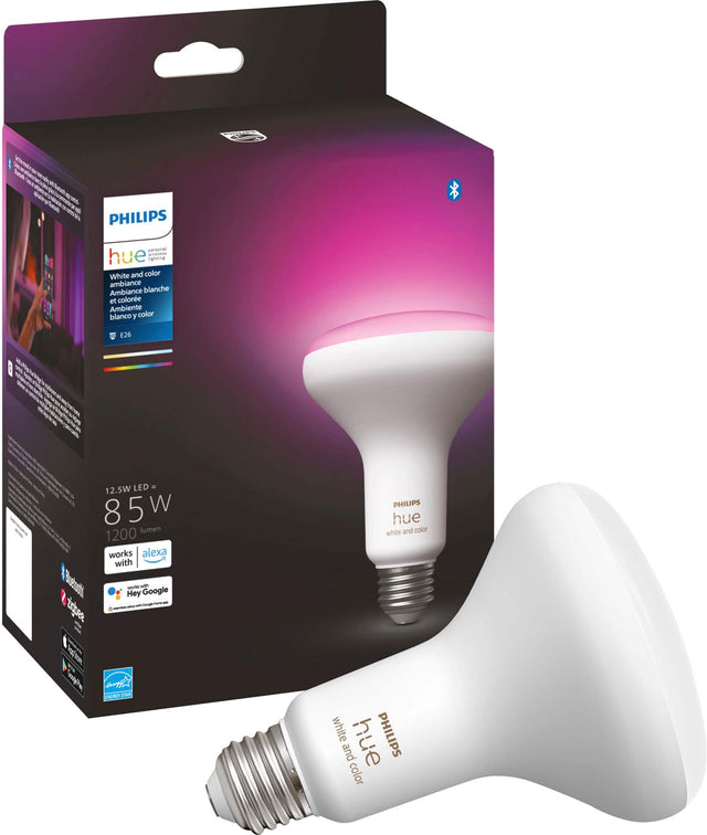 Front. Philips - Hue BR30 Bluetooth 85W Smart LED Bulb - White and Color Ambiance.