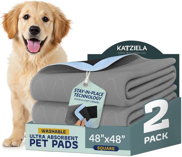 Katziela - Quick-Drying Washable Pee Pads for Dogs With Hook & Loop Rectangular