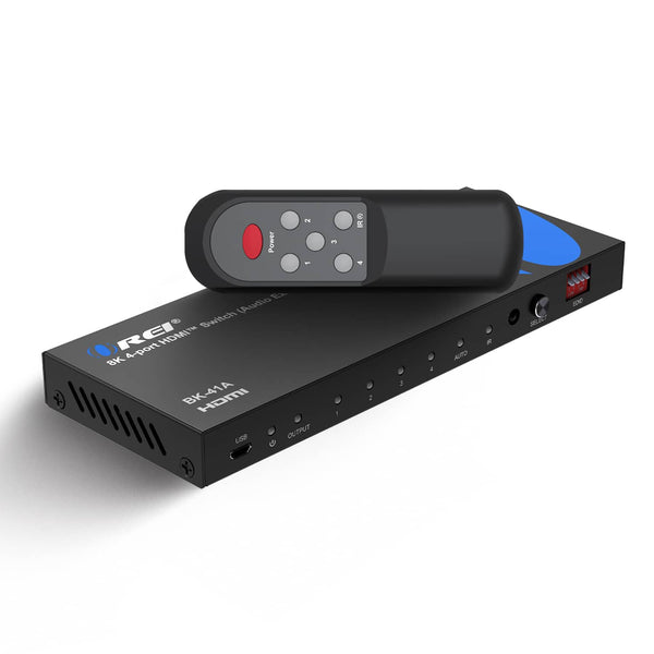 Orei - 8K 4-port HDMI Switch Audio Extract-BK-41A - Black