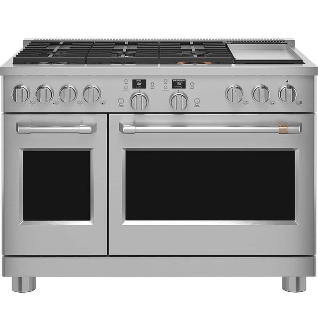 Front. Café - 8.25 Cu. Ft. Freestanding Double Oven Dual Fuel True Convection Range with 6 Burners, Customizable - Stainless Steel.