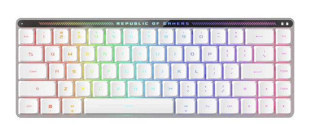 REPUBLIC OF GAMERS  
Esc 1 2 3 4 5 6 7 8 9 0 - + Ins  
Q W E R T Y U I O P Del  
Caps A S D F G H J K L : : - PgUp  
Z X C V B N M < > ? PgDn  
Ctrl Alt Fn Ctrl