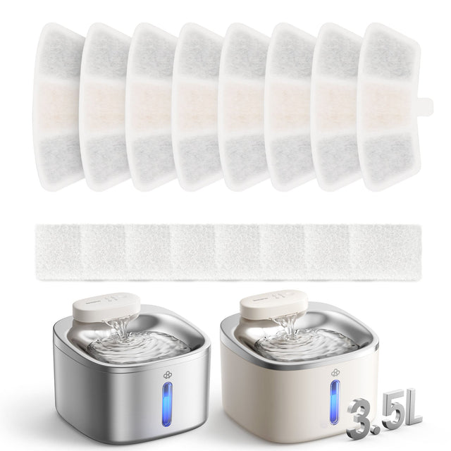 Front. Oneisall - 3.5L Cordless Automatic Pet Water Fountain Filter Replacement 8pcs - White.