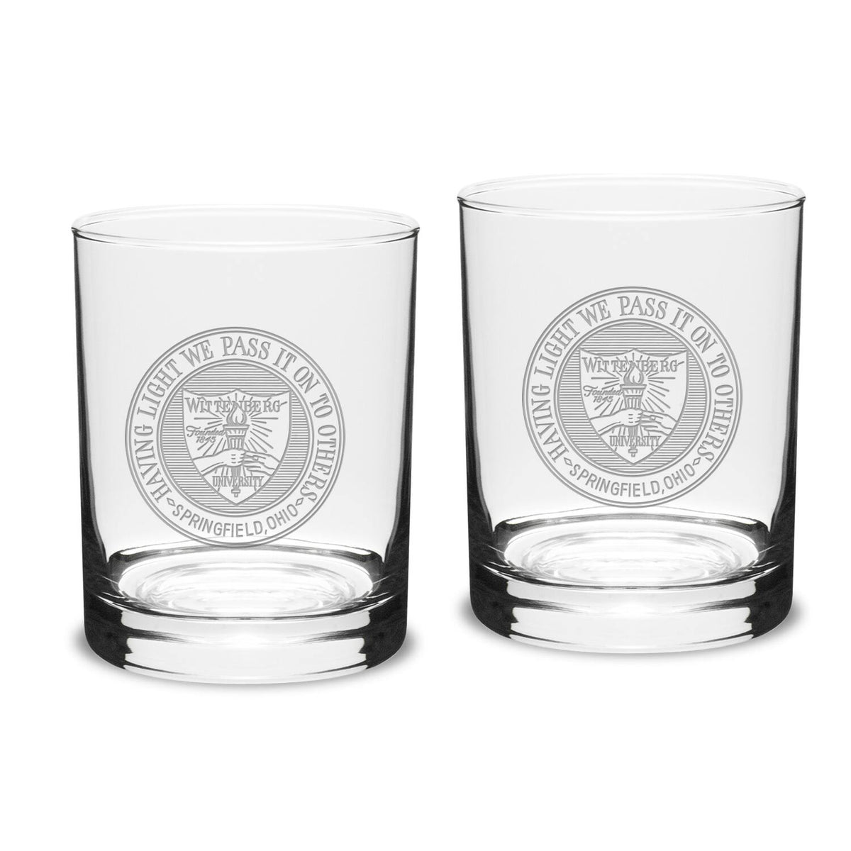 Jardine - Wittenberg University Tigers Logo 14oz. 2-Piece Classic Double Old-Fashioned Glass Set - Multicolor
