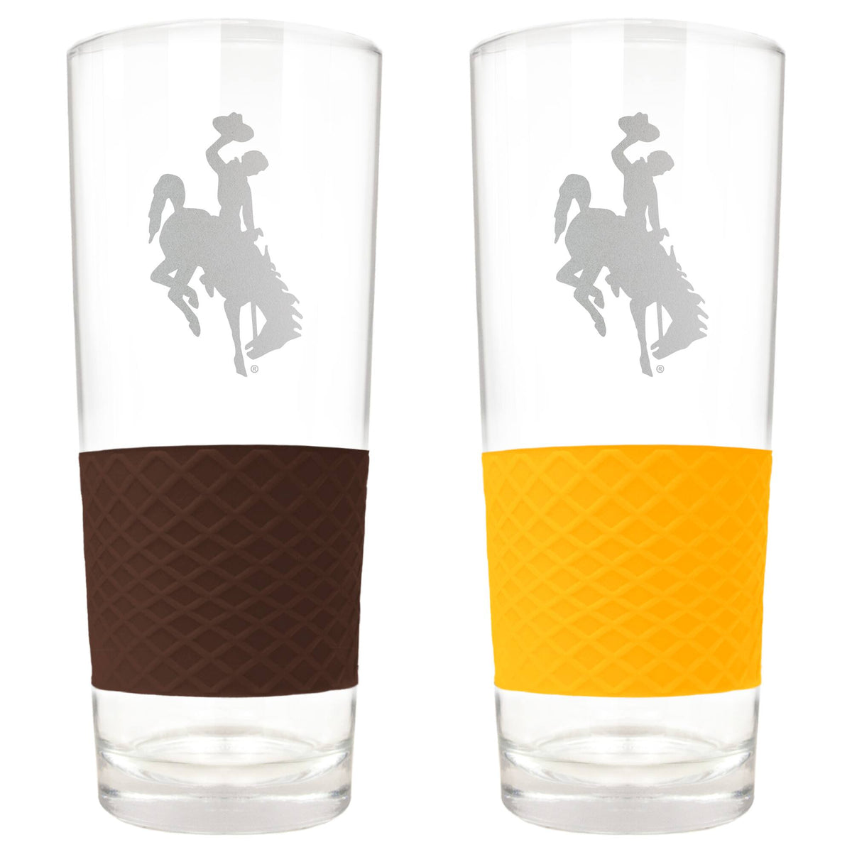 Great American Products - Wyoming Cowboys 22oz. Logo Score Pint Glass Two-Piece Set - Multicolor