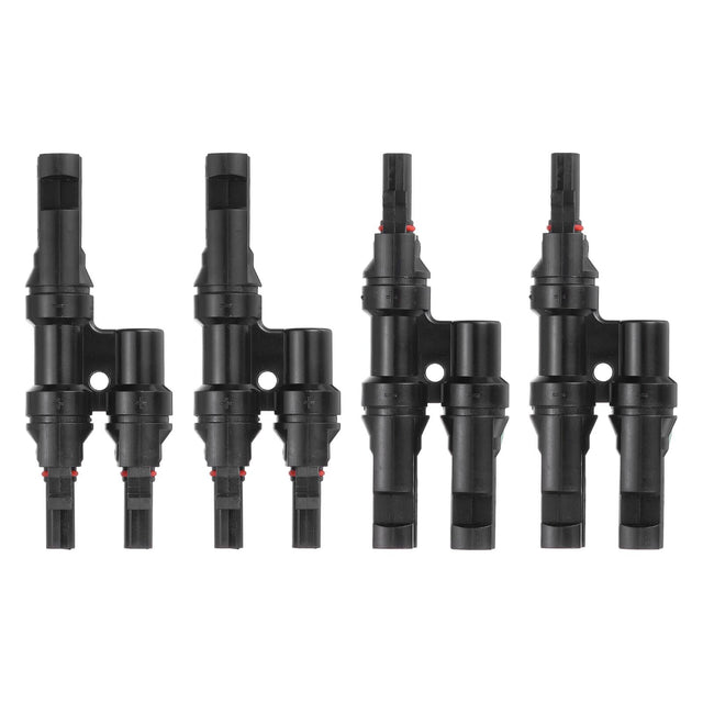 Front. Unique Bargains - Two Pair T-Shaped Branch Connector 1 to 2 Male/Female for Solar Panel Parallel Connection - Black.
