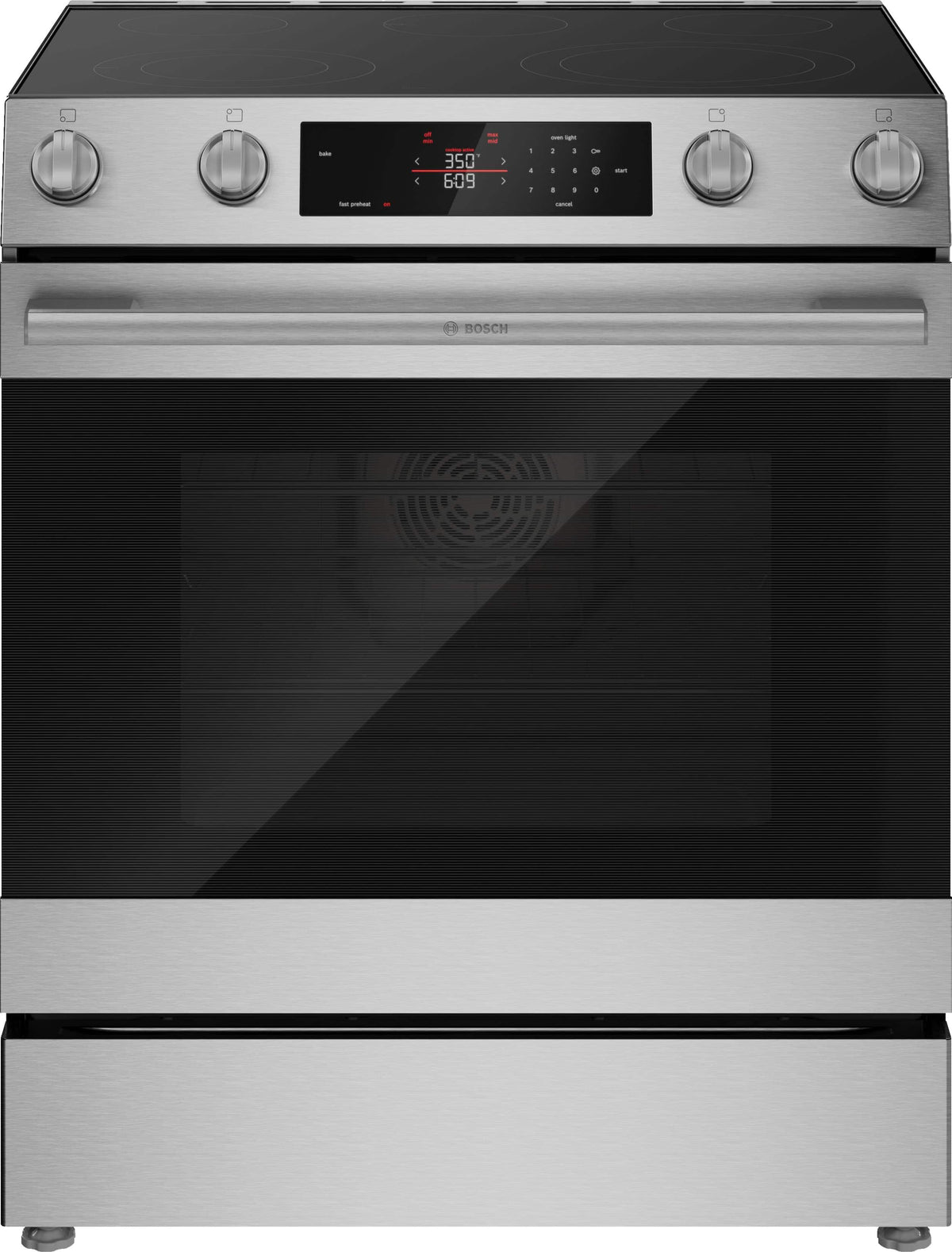 Bosch - 300 Series 30 in. Wide 5.8 Cu. Ft. Slide-In Electric Convection Range with 5 Elements - Stainless Steel