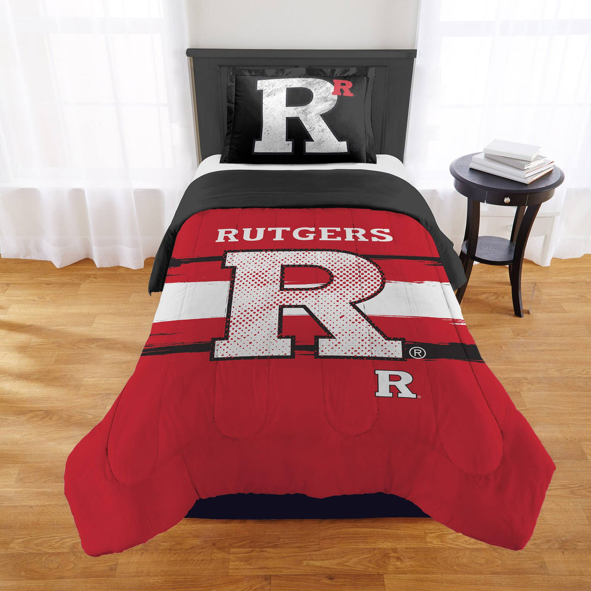 Sweet Home Collection - NCAA Rutgers Scarlet Knights Comforter & Sham Set- Twin/Twin XL - Multicolored