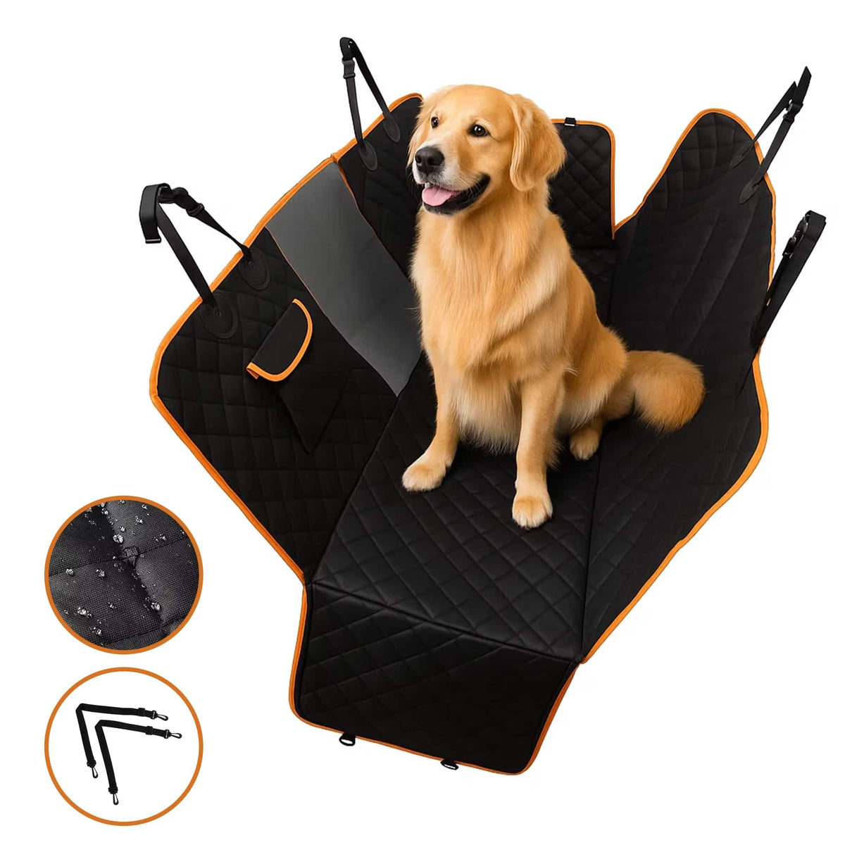 Deli - Dog Car Seat Cover, Waterproof Scratchproof Pet Hammock with Mesh Window, Washable Nonslip for Cars Trucks SUVs - Black