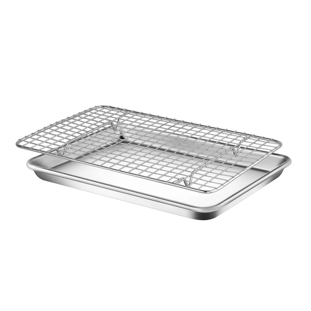 Front. NutriChef - NutriChef Aluminum Baking Sheet with Cooling Rack – Nonstick Cookie Tray for Baking Pastries & More.