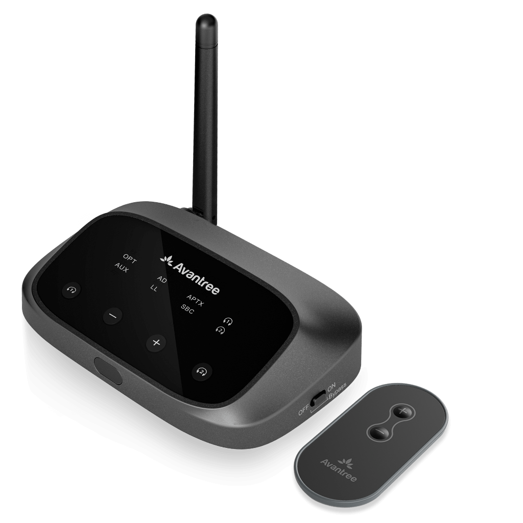 Avantree - Oasis Plus 2 Bluetooth Transmitter for TV w/Optical or AUX Output, Wireless Adapter for Headphones BT5.3 - Black