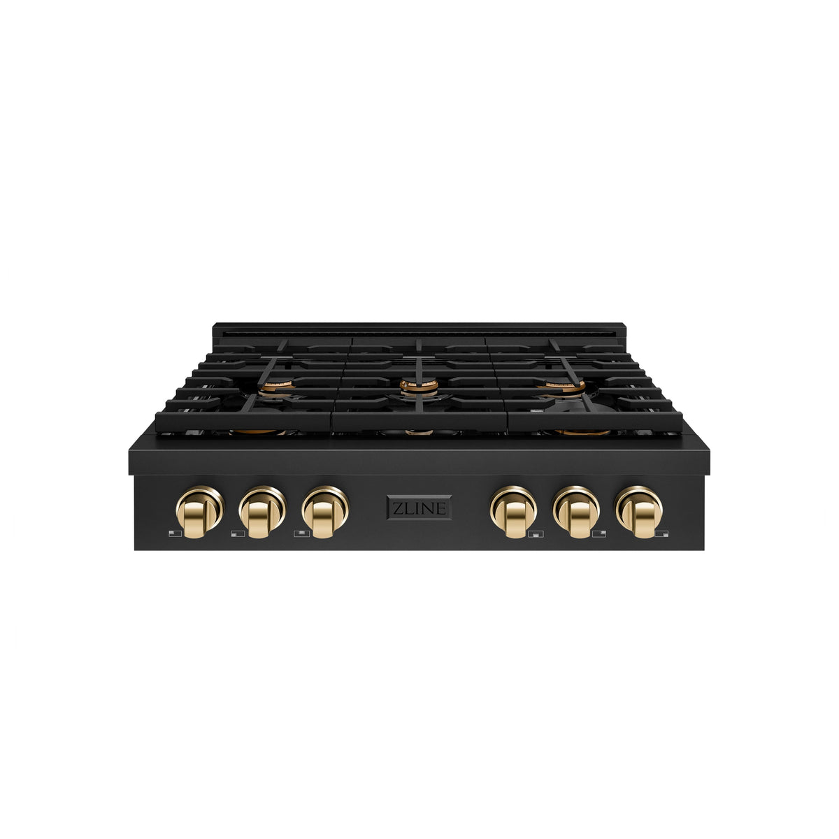 ZLINE - 36 in. Wide 6 Burner AutographParamount Rangetop with Gold Accents (SRTBZ-36-G) - Black Stainless Steel