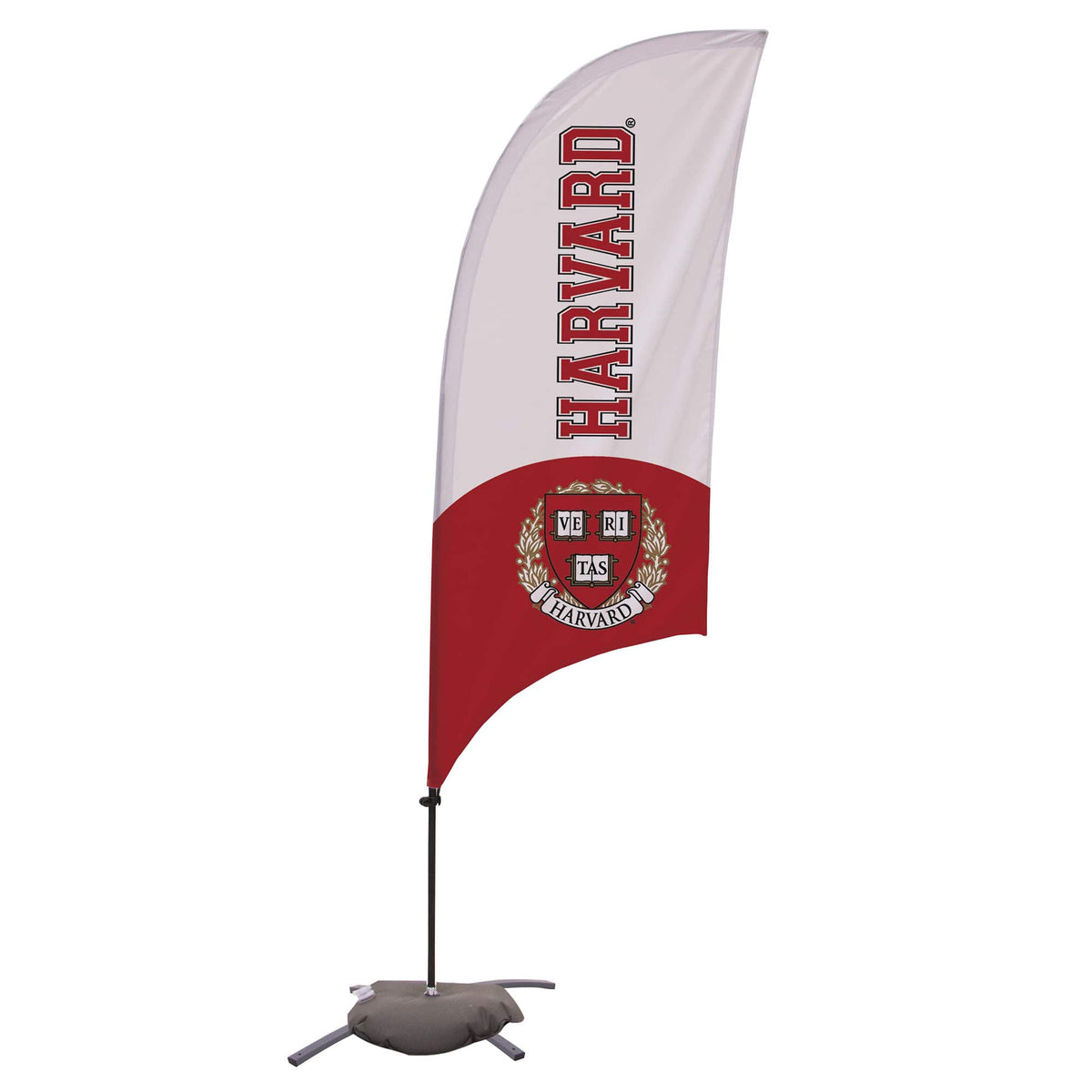 Victory Corps - Harvard Crimson 7.5' Crest Razor Feather Flag with Base - White