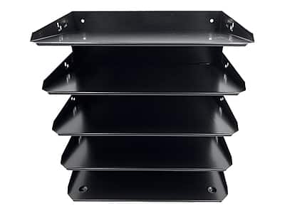 Front. Huron - 5-Compartment Steel File Organizer - Black.