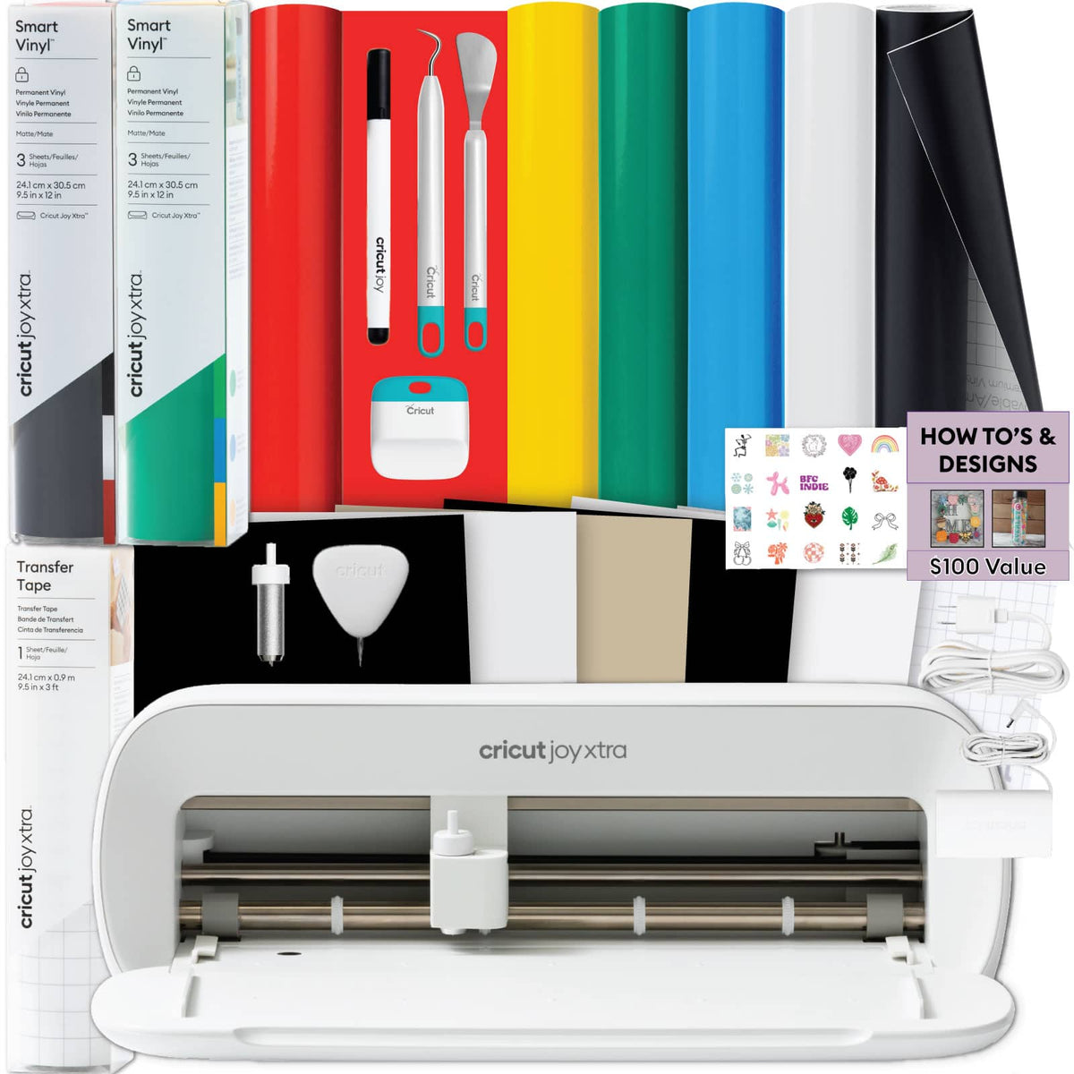 Cricut - Joy Xtra Cutting Machine Bundle with Smart Vinyl Rolls Sampler