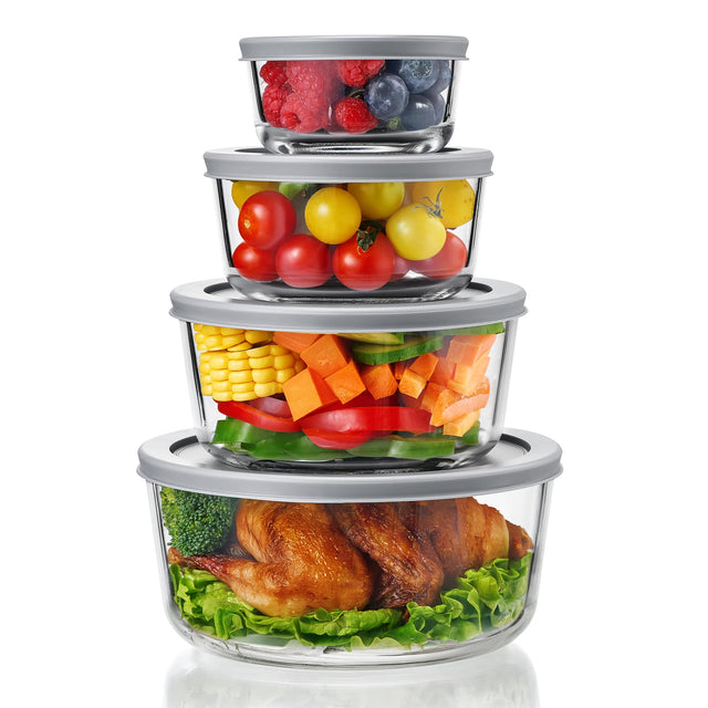 Front. Sorbus - 4 Pack Glass Meal Prep & Food Storage Containers with Airtight Lids Microwave & Freezer Safe - Clear.